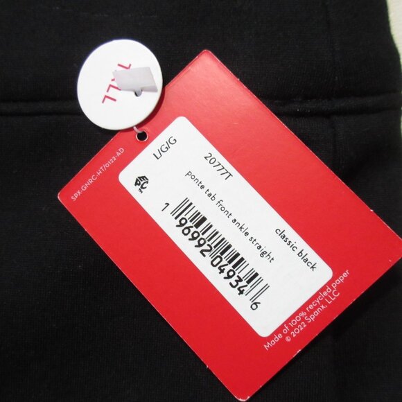NWT SPANX 20777T Perfect Pant in Black Ponte Tab Ankle Straight L Tall - Picture 4 of 10